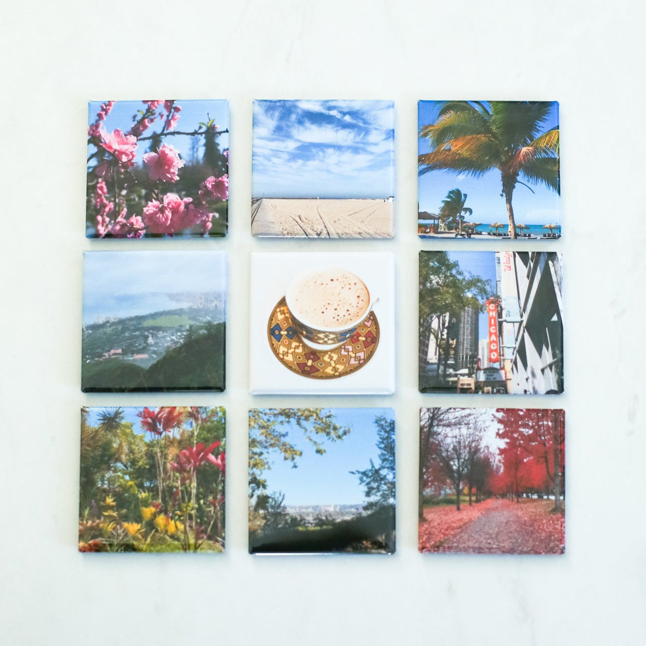 Square Photo Magnets - Set of 9